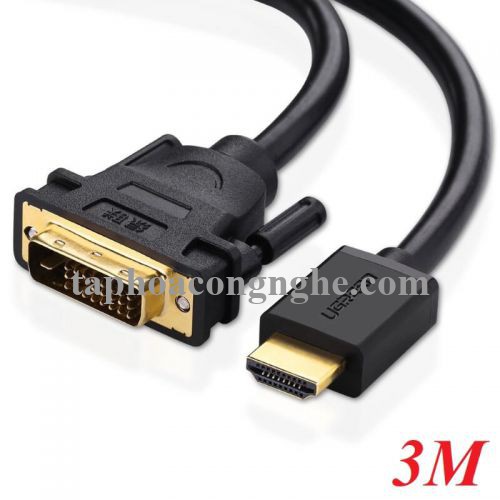 Ugreen 50349 3M màu Đen Cáp chuyển đổi HDMI sang DVI 24 + 1 thuần đồng HD133 30050349